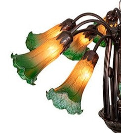 Meyda Lighting 24" Wide Amber/Green Pond Lily 12 Light Chandelier