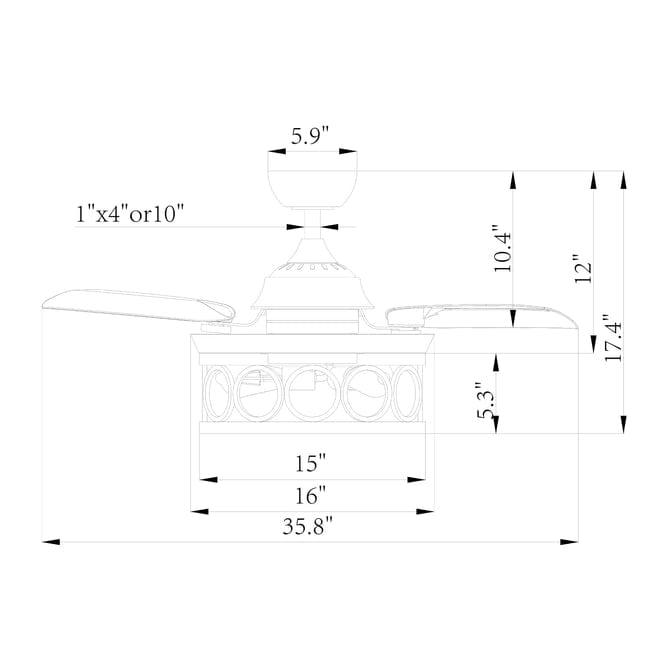 Parrot Uncle 36" Mirelle Farmhouse Downrod Mount Ceiling Fan with Lighting and Wall Control