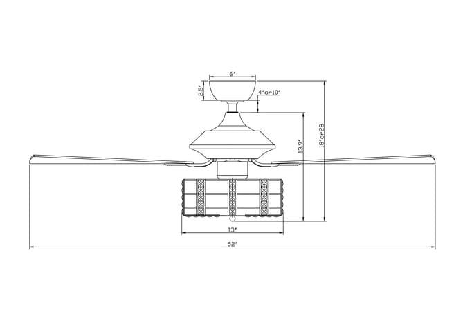 Parrot Uncle 52" Vaughn Industrial Downrod Mount Reversible Crystal Ceiling Fan with Lighting and Remote Control