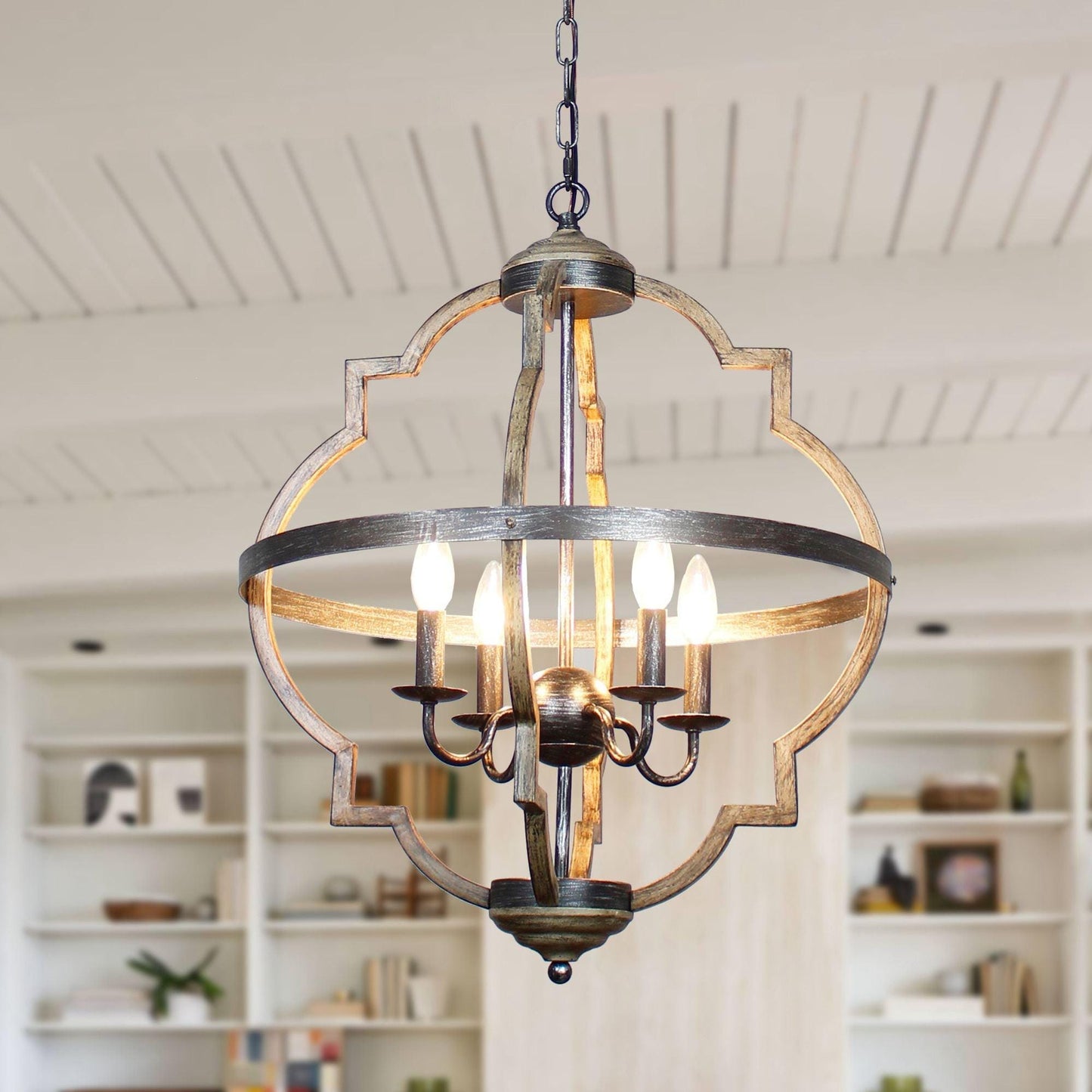 Bennington 4-Light Brown Wood Chandelier