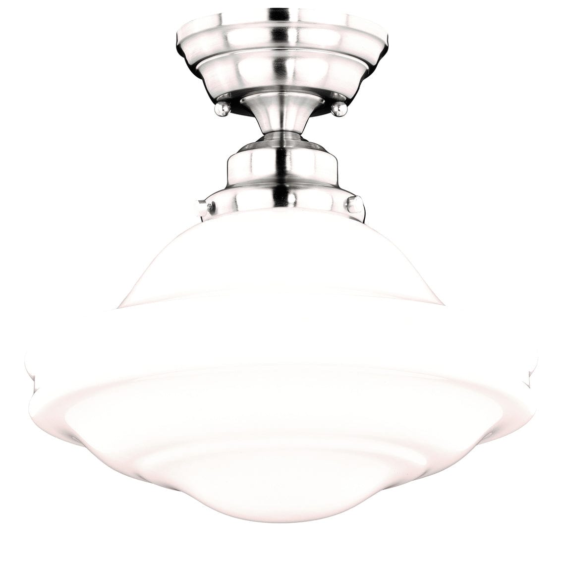 Huntley 12-in Semi Flush Ceiling Light (Clear Glass/Milk Glass)