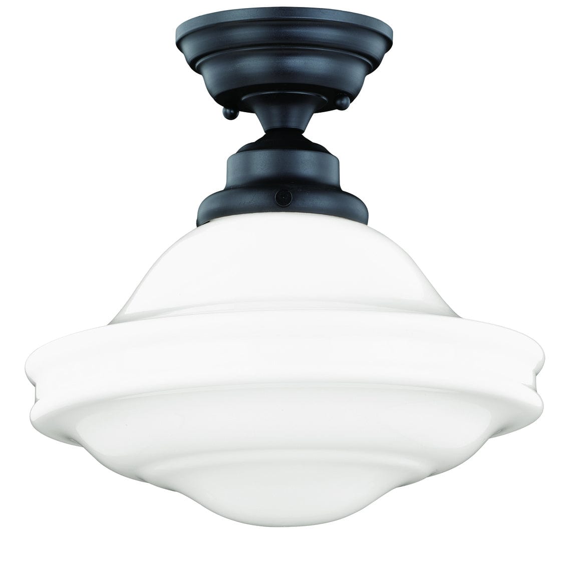 Huntley 12-in Semi Flush Ceiling Light (Clear Glass/Milk Glass)