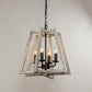 4-Light Wooden Rustic Lantern Pendant LED