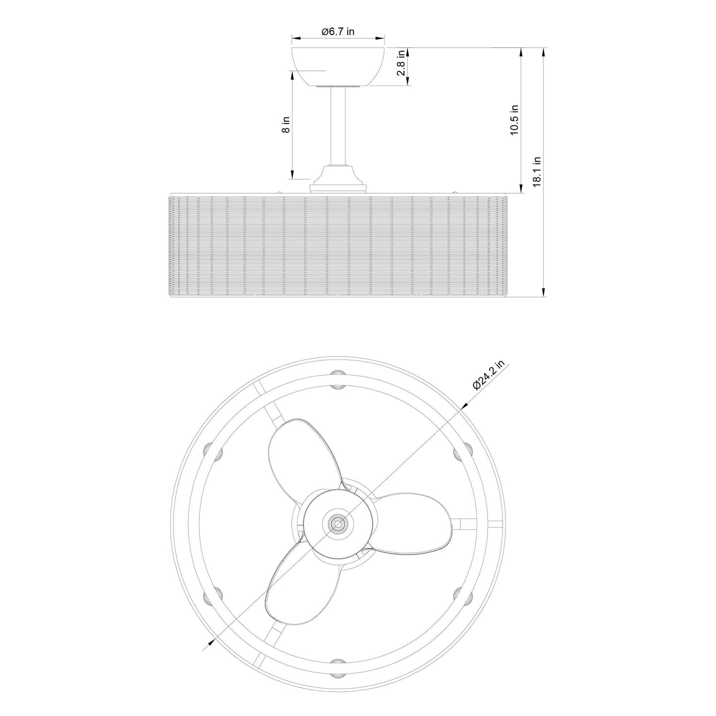 Parrot Uncle 24" Traditional DC Motor Downrod Mount Reversible Ceiling Fan with Lighting and Remote Control