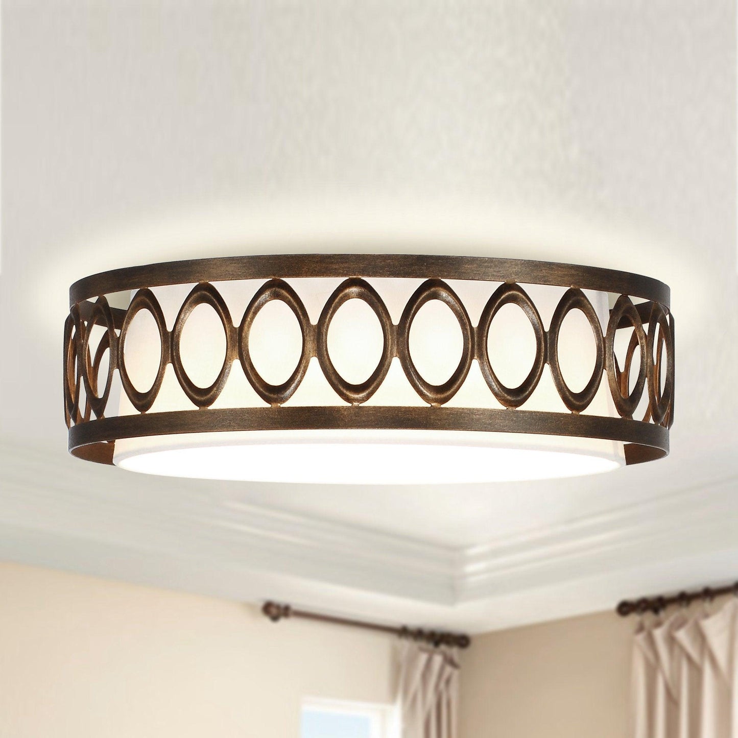 16" Modern Brown LED Flush Mount Lighting