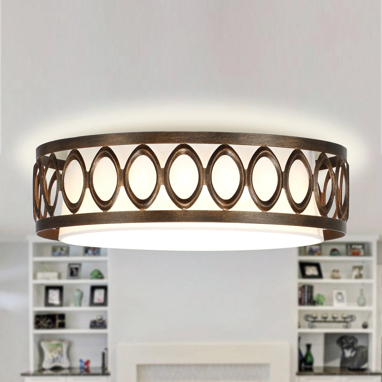 16" Modern Brown LED Flush Mount Lighting