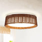 16.5" Traditional Brown Rattan Flush Mount Lighting with LED