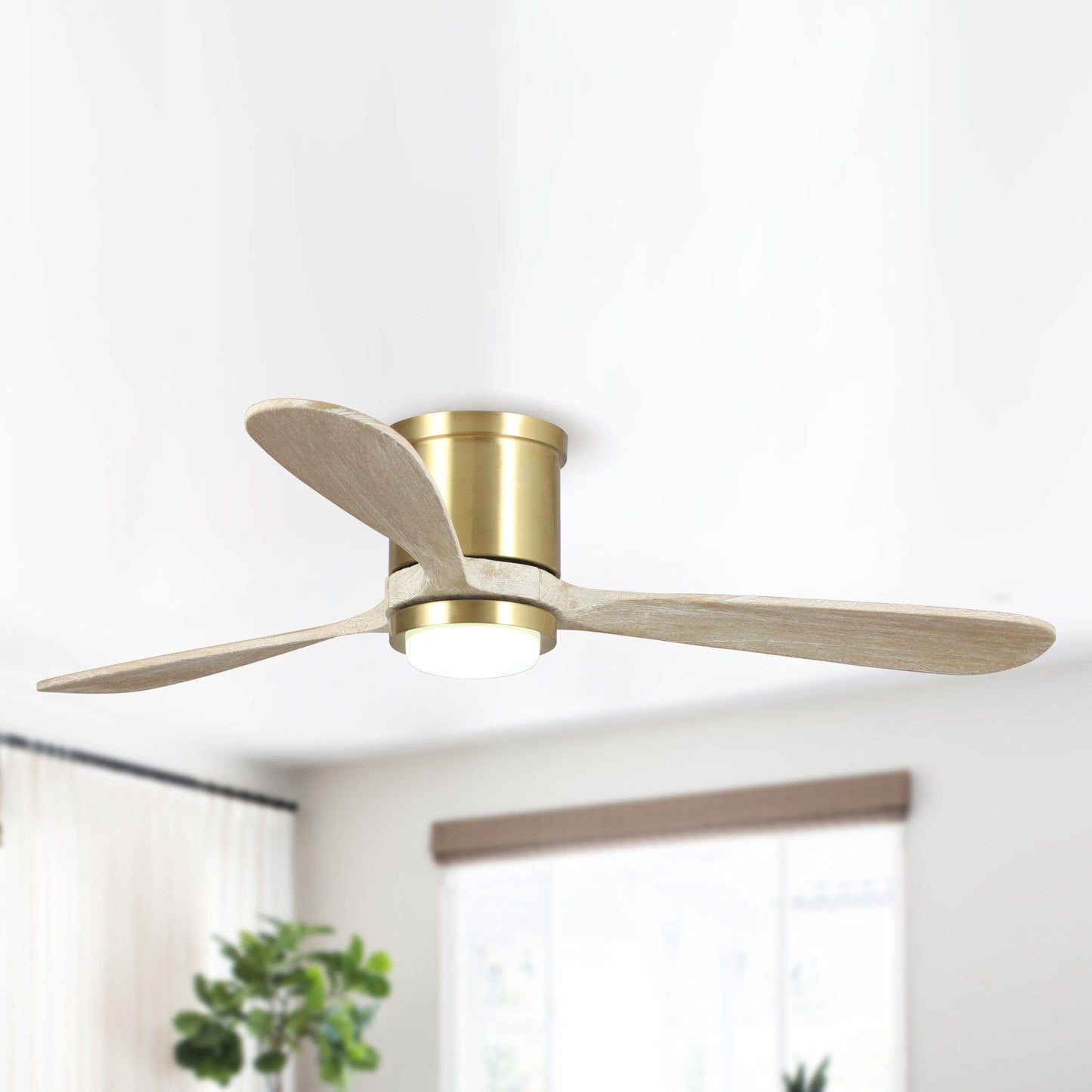 Parrot Uncle 52" Mayna Modern Flush Mount Reversible Ceiling Fan with LED Lighting and Remote Control