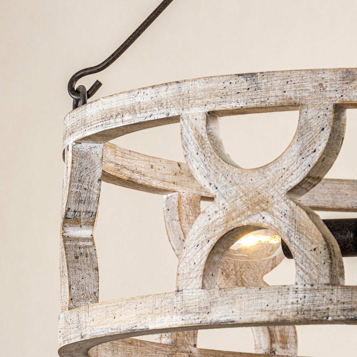 Chokio 3-Light Distressed White Drum Chandelier