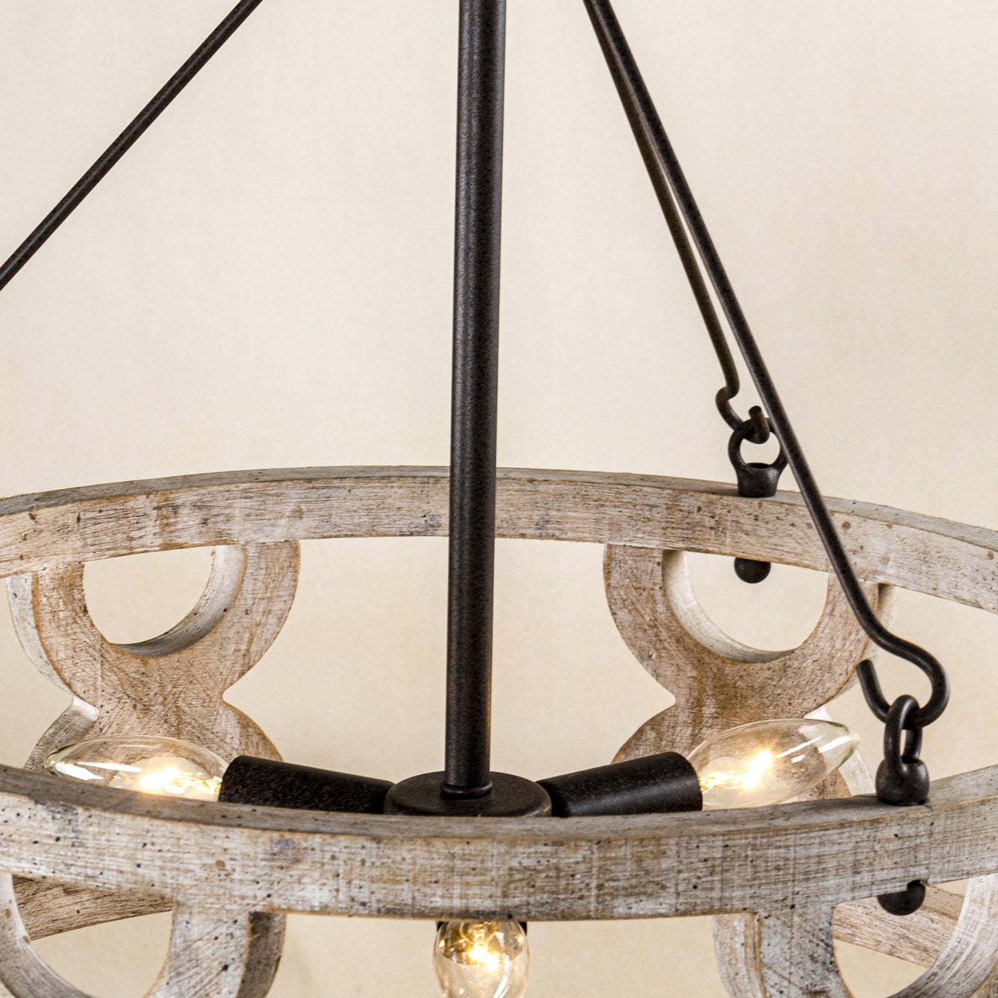 Chokio 3-Light Distressed White Drum Chandelier