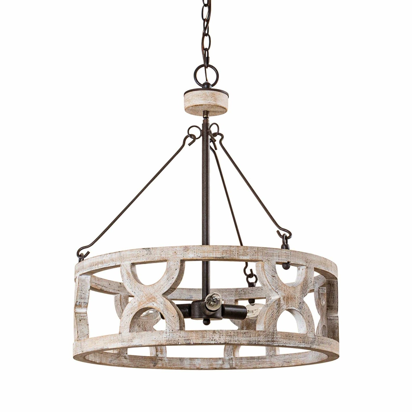 Chokio 3-Light Distressed White Drum Chandelier