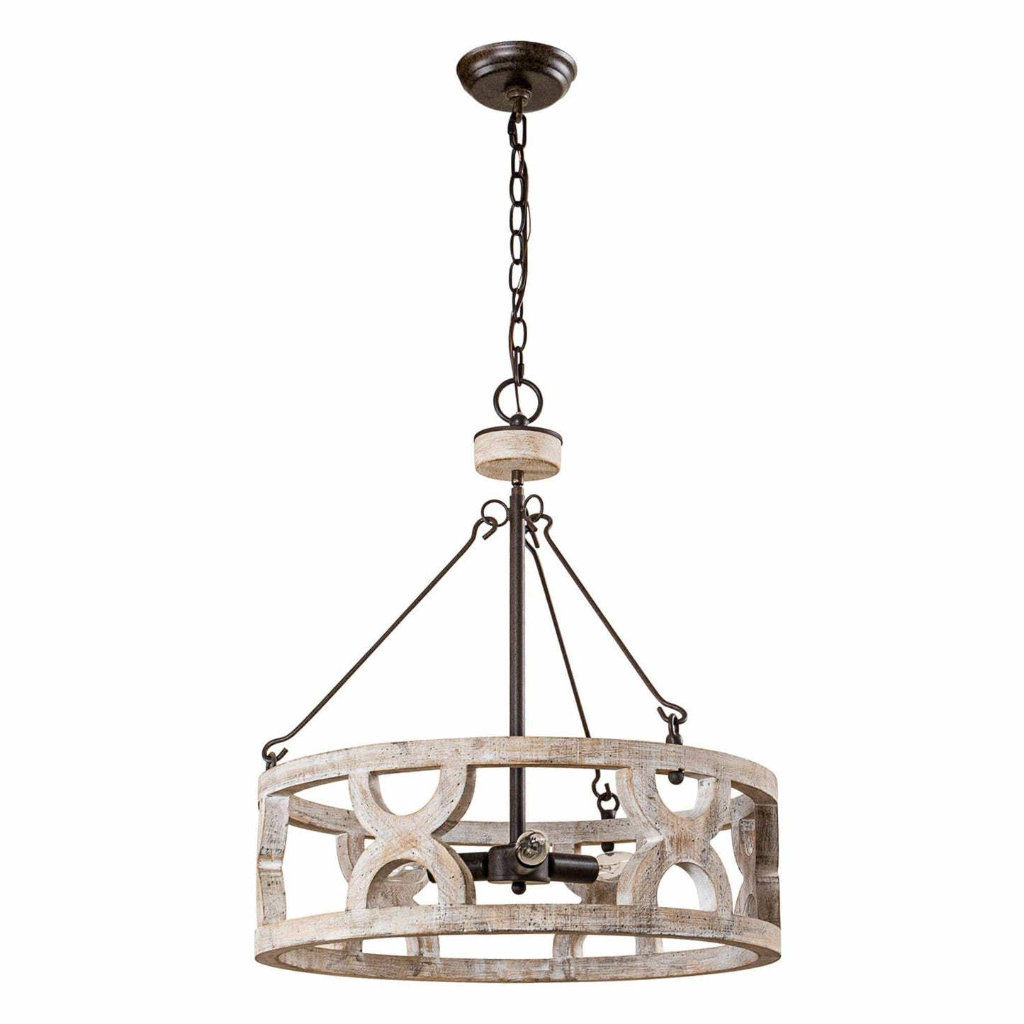 Chokio 3-Light Distressed White Drum Chandelier