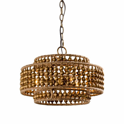 3-Light Rustic Golden LED Pendant Light