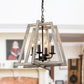 4-Light Wooden Rustic Lantern Pendant LED