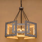 4-Light Distressed White Wooden Drum Chandelier