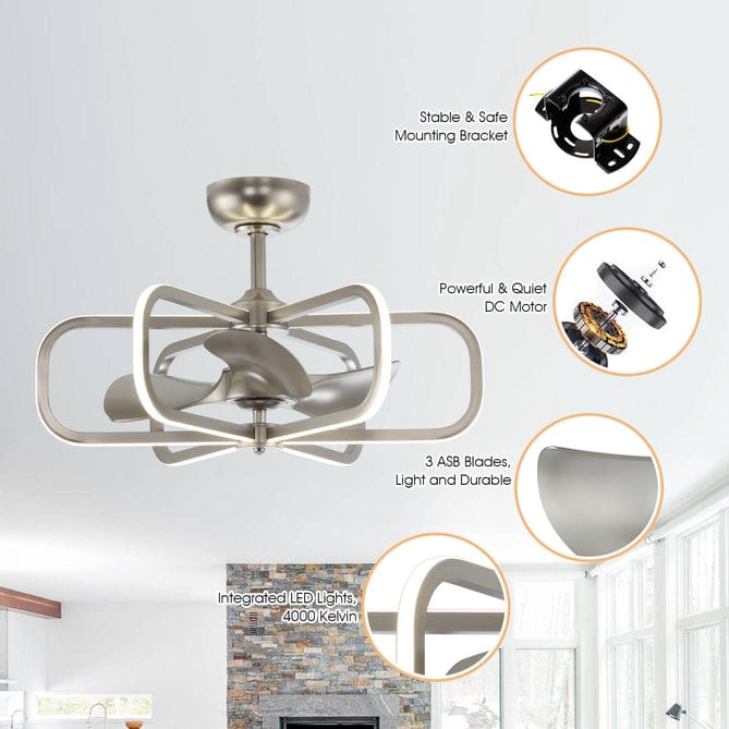 Parrot Uncle 30" Theron Modern DC Motor Downrod Mount Reversible Ceiling Fan with LED Lighting and Remote Control