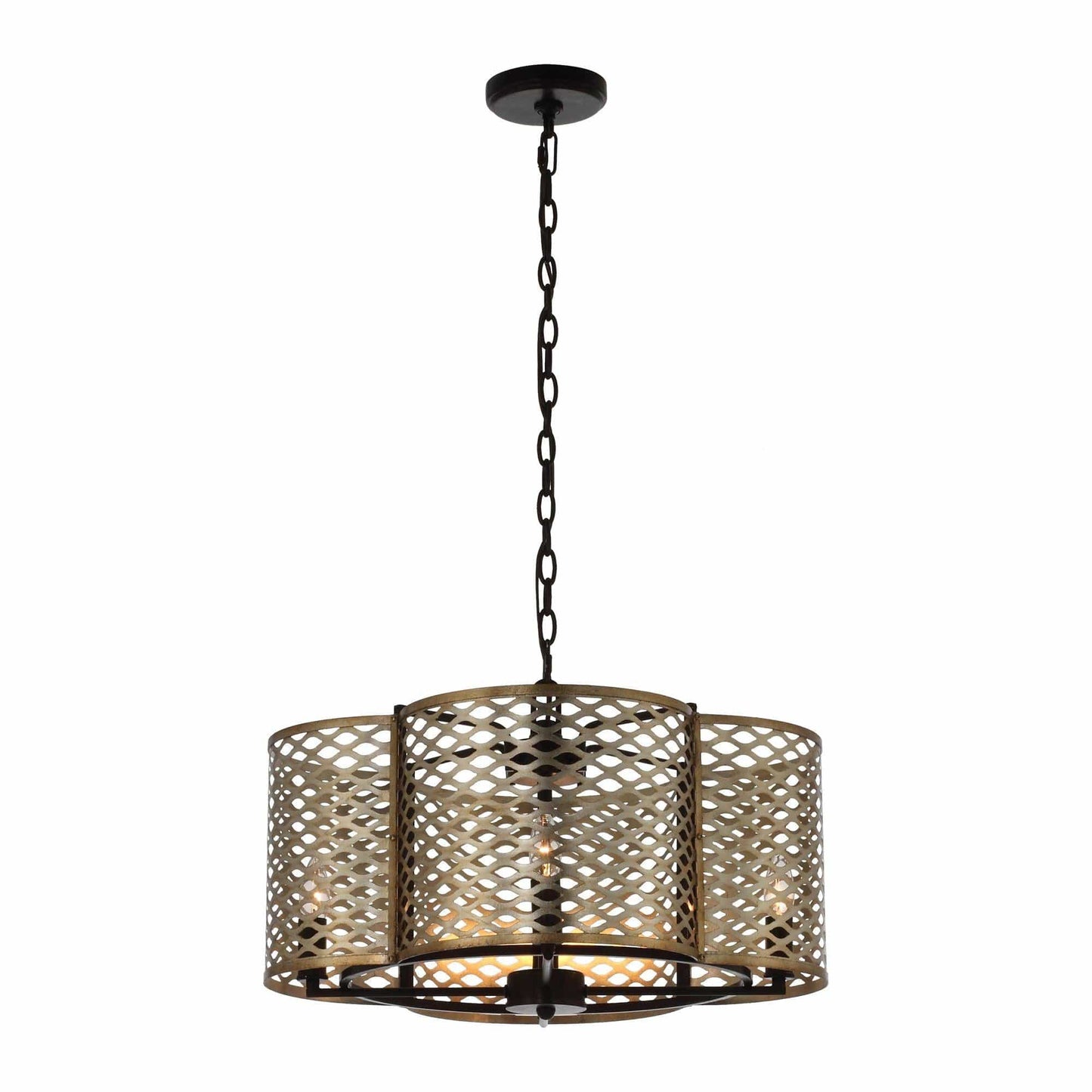 Rustic Bronze Metal 4-Light Drum Chandelier Light