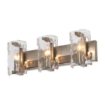 Modern 3-Light Nickle Wall Sconce with Glass Shade