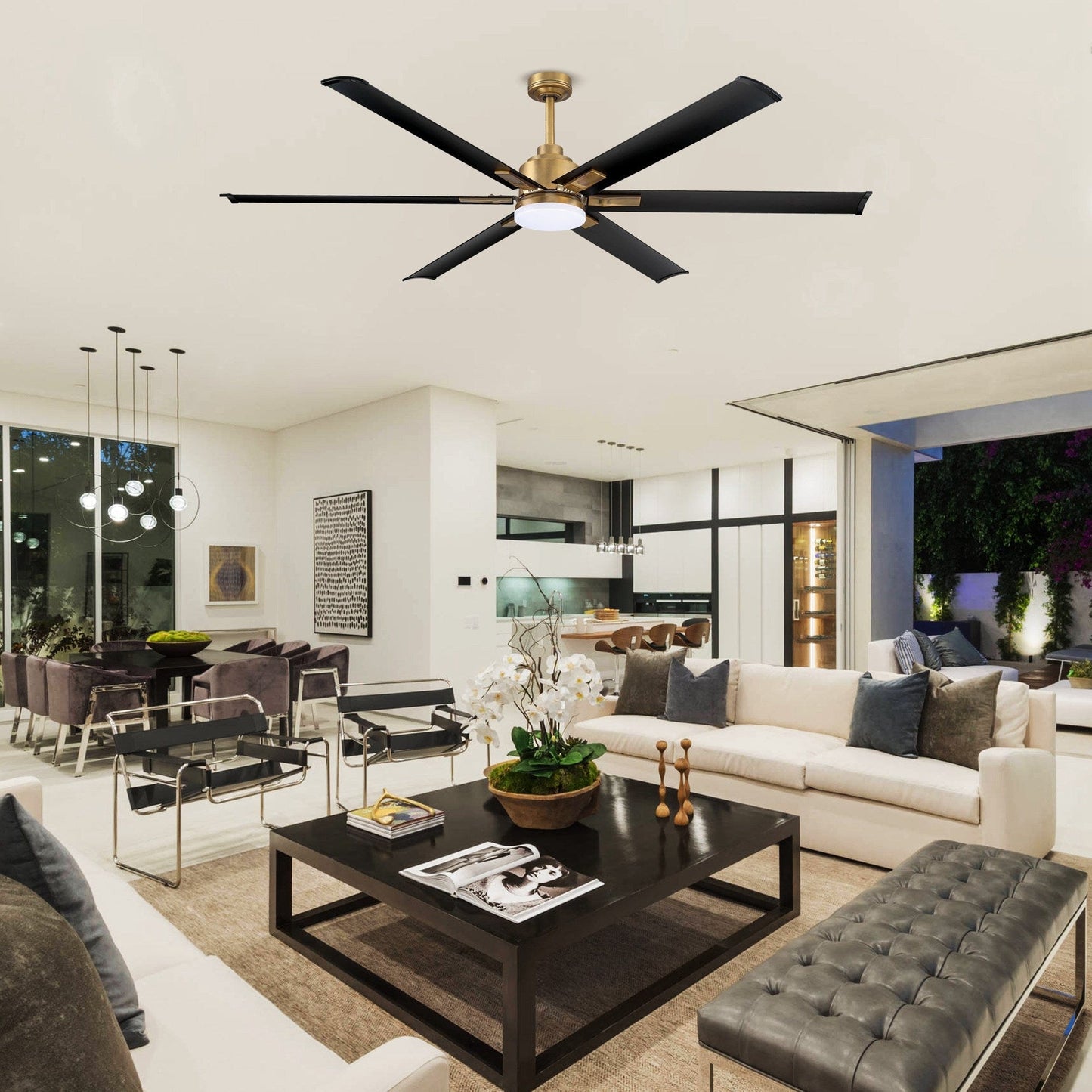 Parrot Uncle 72" Bankston Modern DC Motor Downrod Mount Reversible Ceiling Fan with Lighting and Remote Control