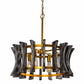 4-Light Grey Wooden Drum Chandelier