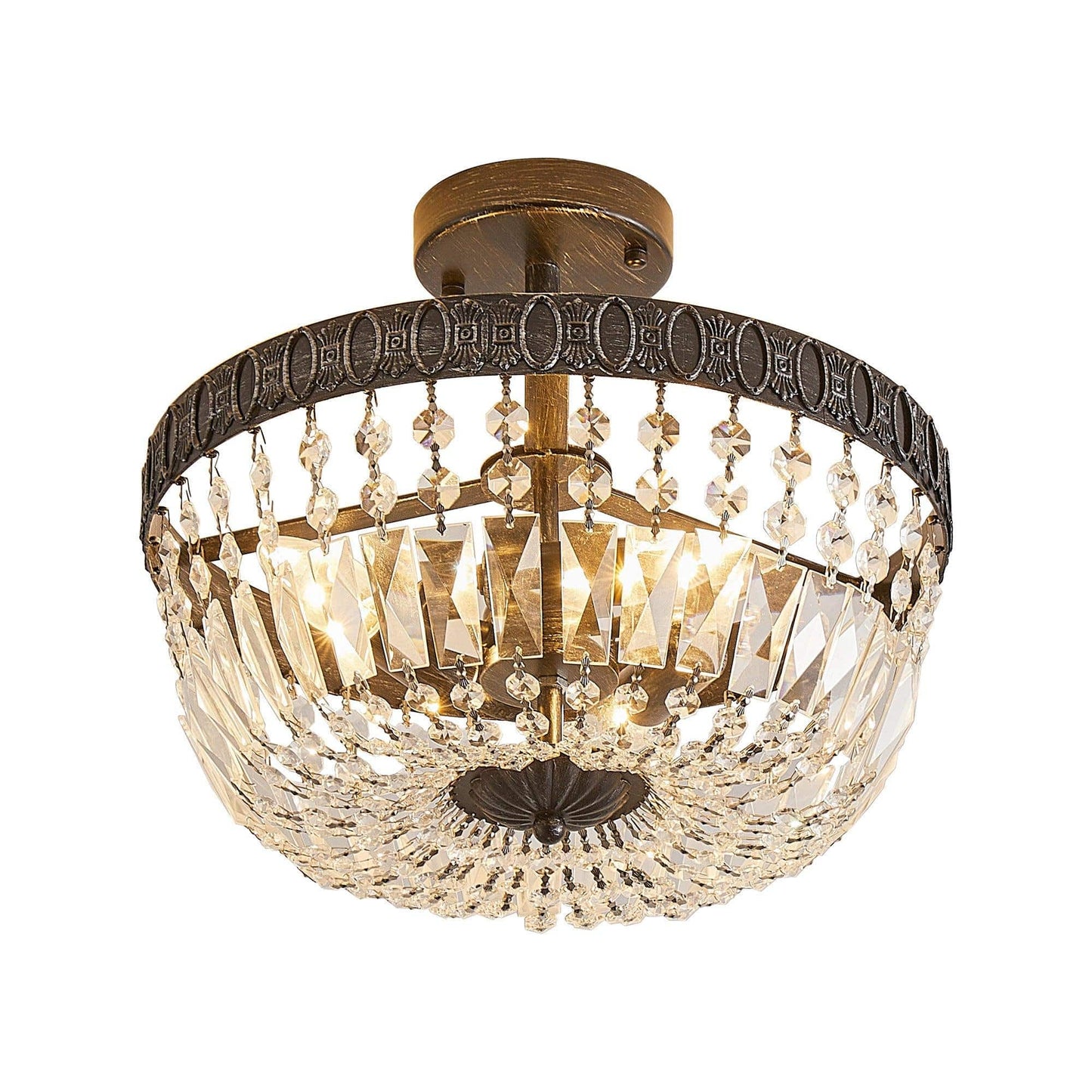 3-Light Crystal Drum Chandelier Lighting