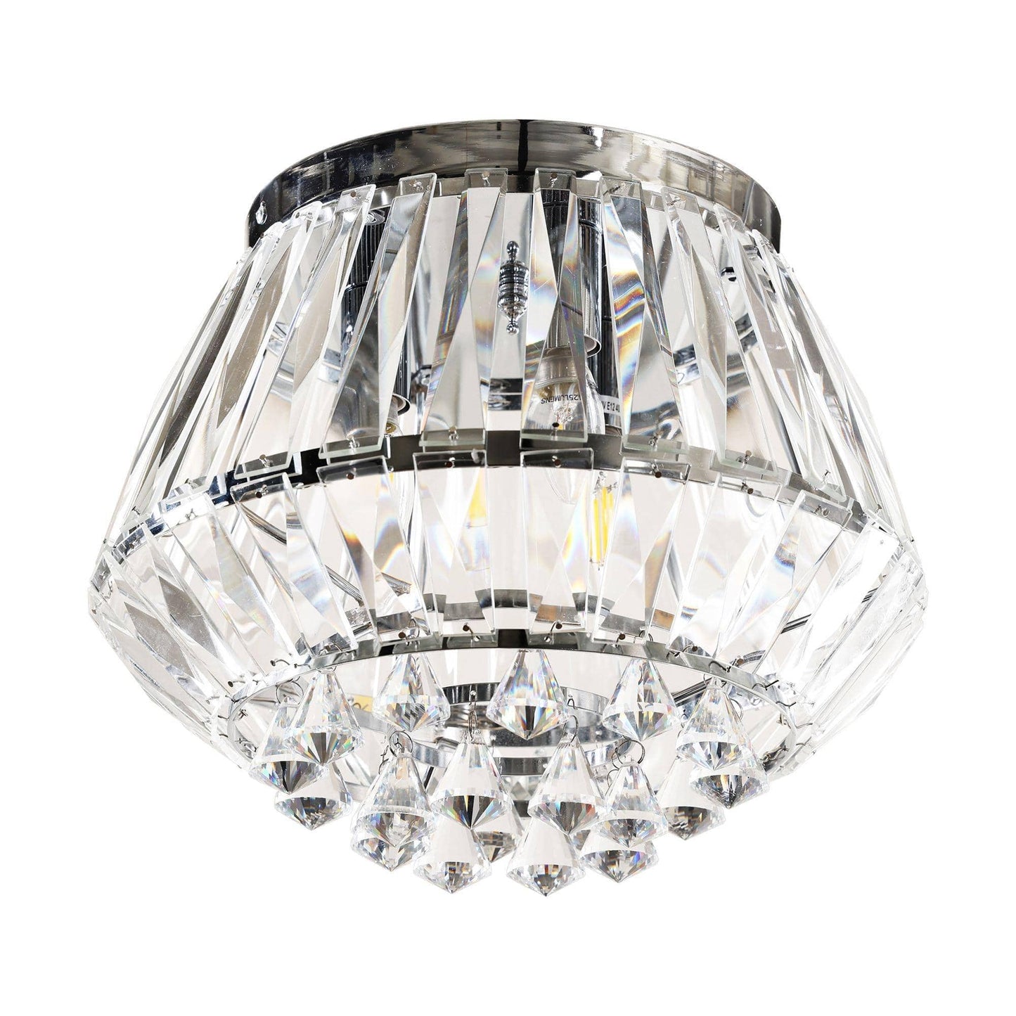 Norrington 3-Light Chrome Flush Mount Chandelier with Crystal Shades