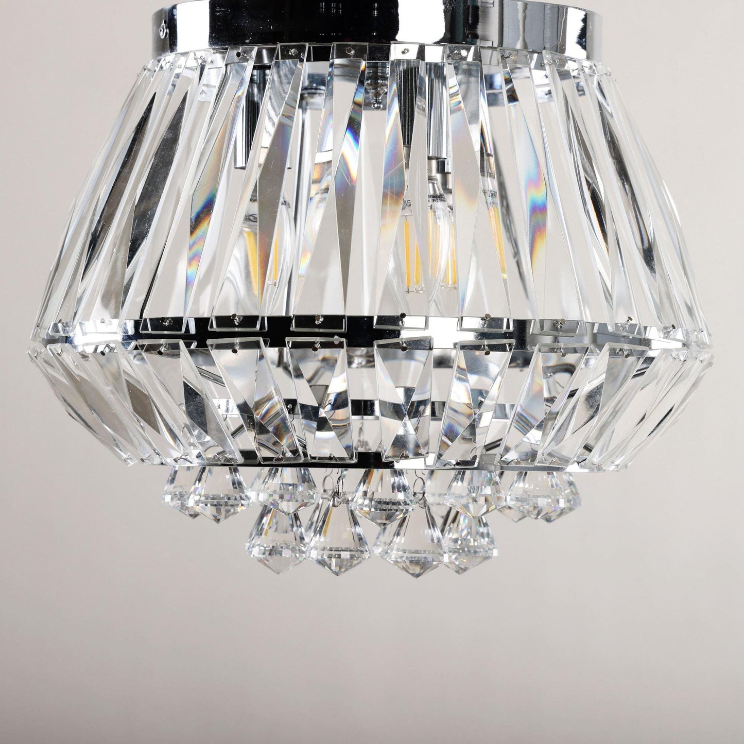 Norrington 3-Light Chrome Flush Mount Chandelier with Crystal Shades