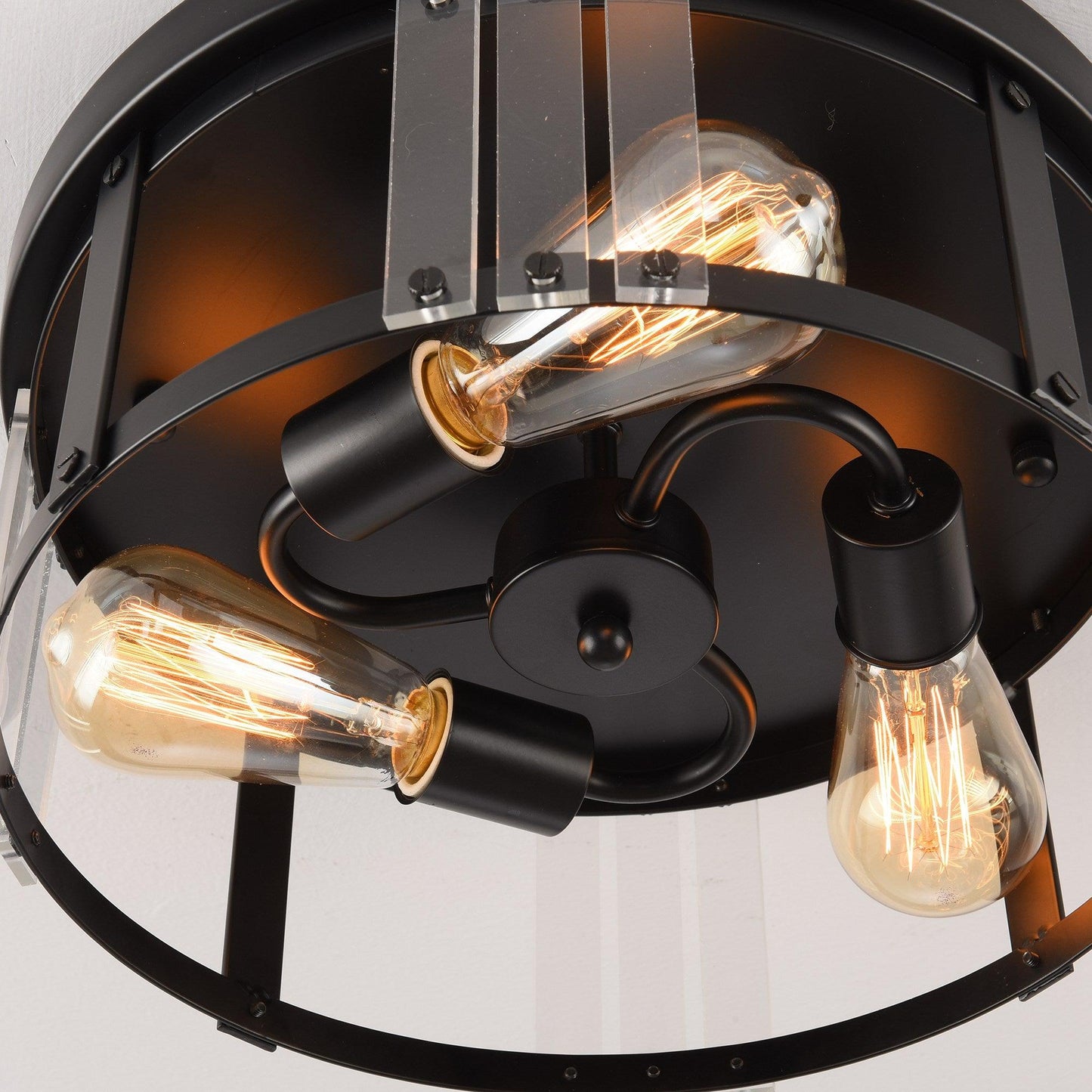 Black 3-Light Farmhouse Flush Mount Ceiling Light