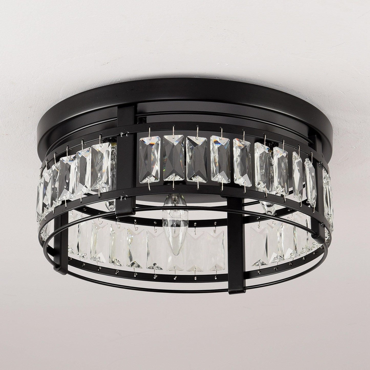 3-Light Modern Crystal Flush Mount Ceiling Light