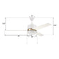 Carro USA Flint 52 inch 3-Blade Ceiling Fan with LED Light Kit and Pull Chain