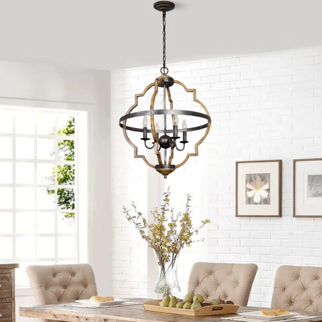 Bennington 4-Light Brown Wood Chandelier