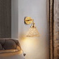 1-Light Modern Golden Wall Scone Light with Wooden Beads