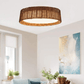 16.5" Traditional Brown Rattan Flush Mount Lighting with LED