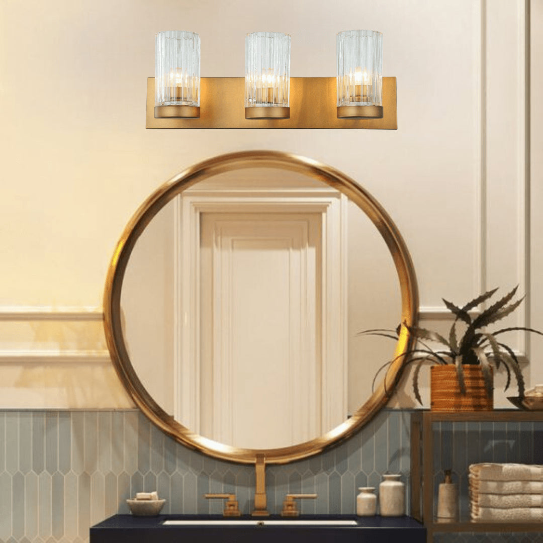 3-Light Golden Vanity Wall Lighting