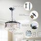 Parrot Uncle 36" Broxburne Modern Chrome Downrod Mount Retractable Crystal Ceiling Fan with Lighting and Wall Control