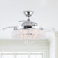 Parrot Uncle 42" Modern Chrome Downrod Mount Crystal Ceiling Fan with Lighting and Remote Control