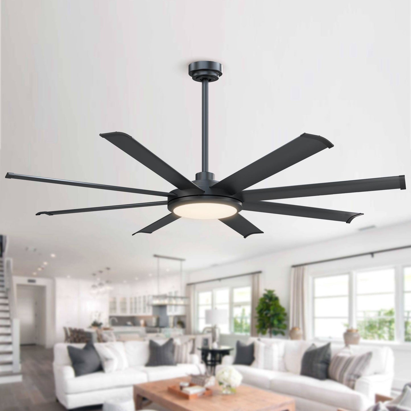 Parrot Uncle 60" Modern DC Motor Downrod Mount Ceiling Fan with Lighting and Remote Control