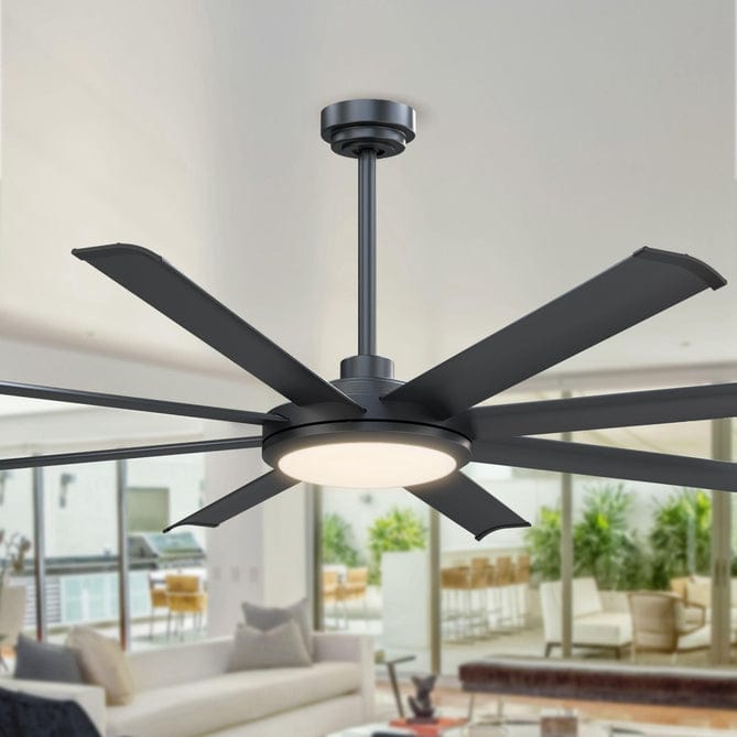 Parrot Uncle 60" Modern DC Motor Downrod Mount Ceiling Fan with Lighting and Remote Control