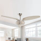Parrot Uncle 52" Brevoort Modern Brushed Nickel Downrod Mount Crystal Reversible Ceiling Fan with Lighting and Remote Control