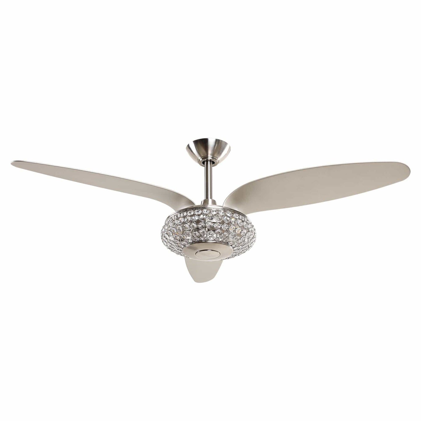 Parrot Uncle 52" Brevoort Modern Brushed Nickel Downrod Mount Crystal Reversible Ceiling Fan with Lighting and Remote Control