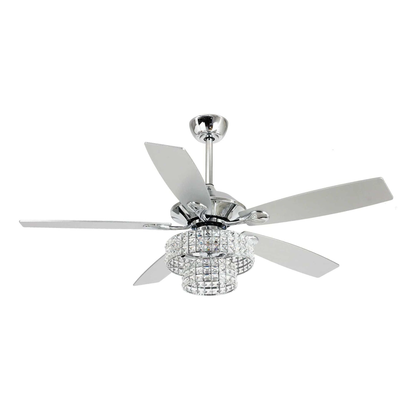 Parrot Uncle 52" Howell Modern Downrod Mount Reversible Crystal Ceiling Fan with Lighting and Remote Control