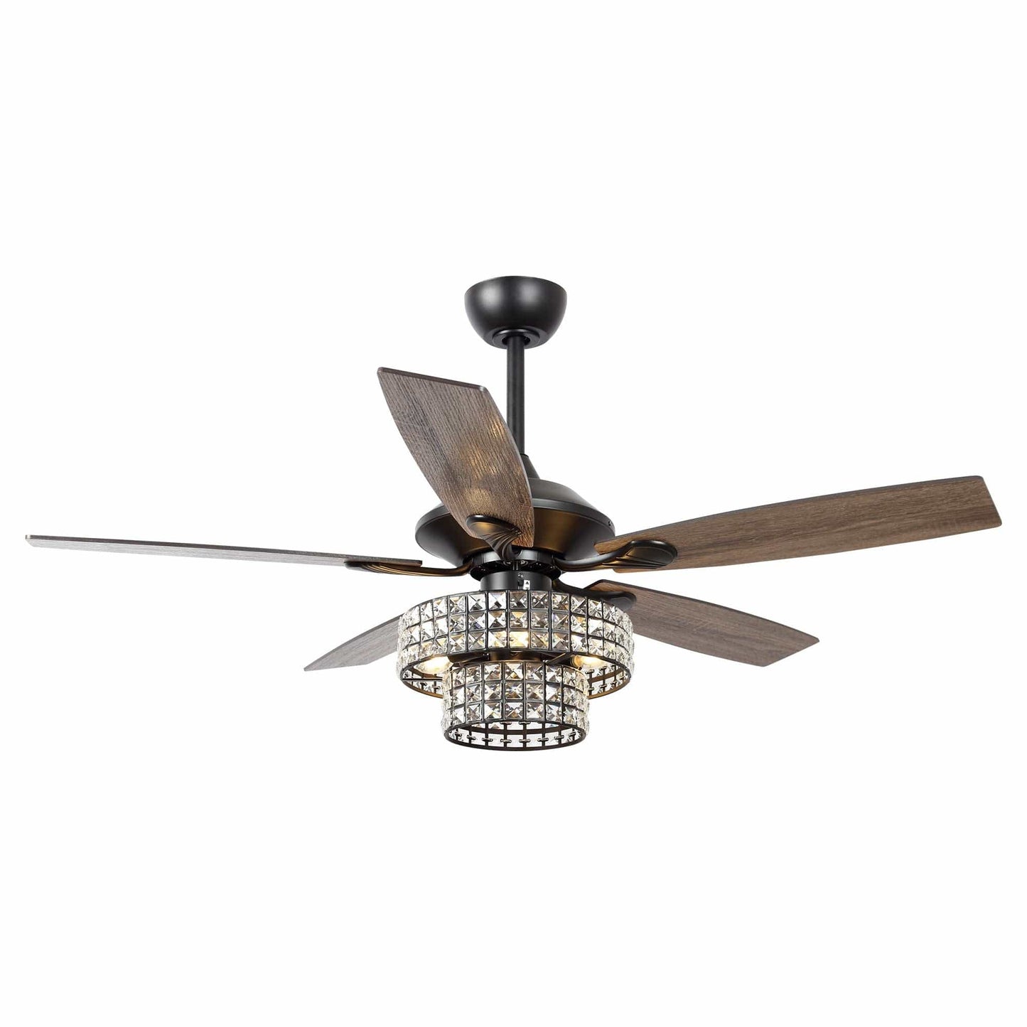 Parrot Uncle 52" Howell Modern Downrod Mount Reversible Crystal Ceiling Fan with Lighting and Remote Control