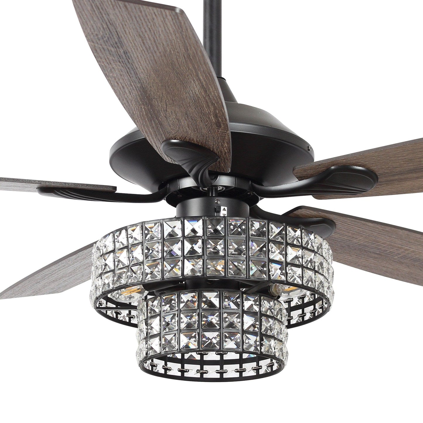 Parrot Uncle 52" Howell Modern Downrod Mount Reversible Crystal Ceiling Fan with Lighting and Remote Control