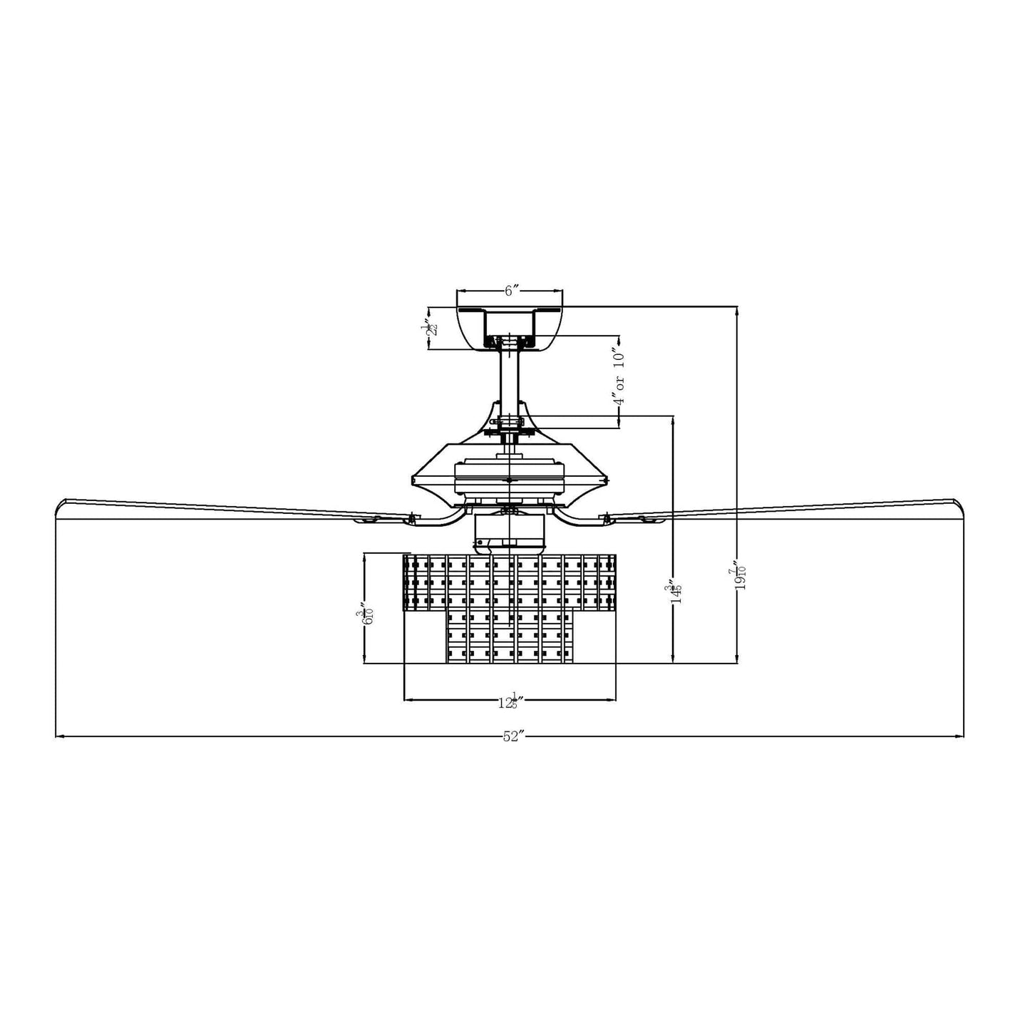 Parrot Uncle 52" Howell Modern Downrod Mount Reversible Crystal Ceiling Fan with Lighting and Remote Control