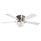 Parrot Uncle 48" Modern Flush Mount Reversible Crystal Ceiling Fan with Lighting and Remote Control