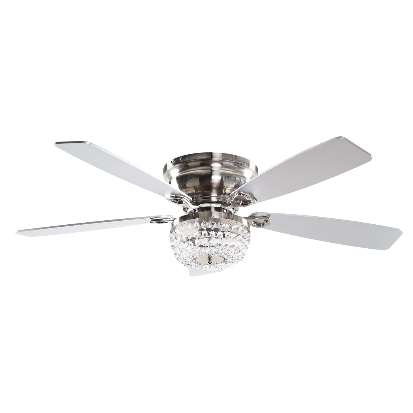 Parrot Uncle 48" Modern Flush Mount Reversible Crystal Ceiling Fan with Lighting and Remote Control