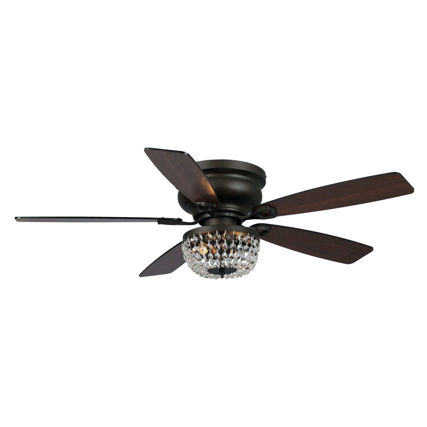 Parrot Uncle 48" Modern Flush Mount Reversible Crystal Ceiling Fan with Lighting and Remote Control