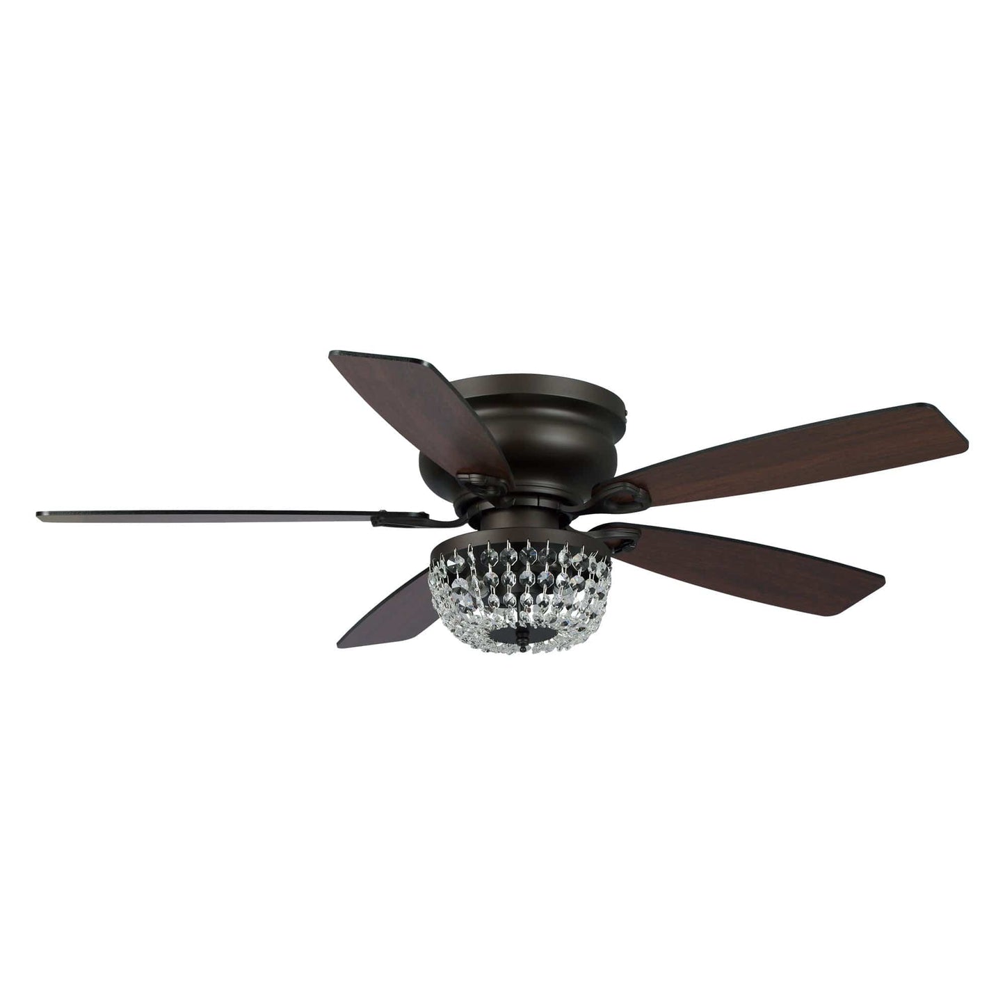 Parrot Uncle 48" Modern Flush Mount Reversible Crystal Ceiling Fan with Lighting and Remote Control