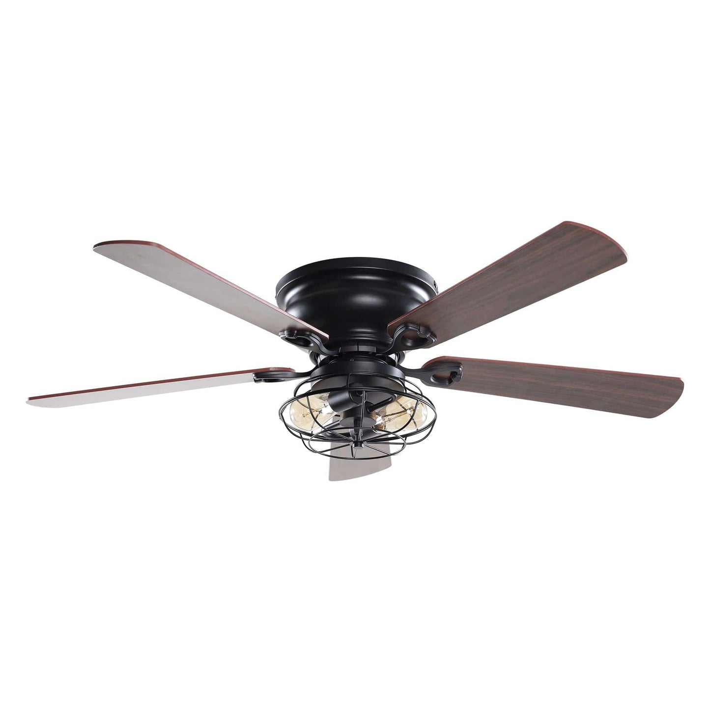 Parrot Uncle 48" Ummuhan Industrial Flush Mount Reversible Ceiling Fan with Lighting and Remote Control