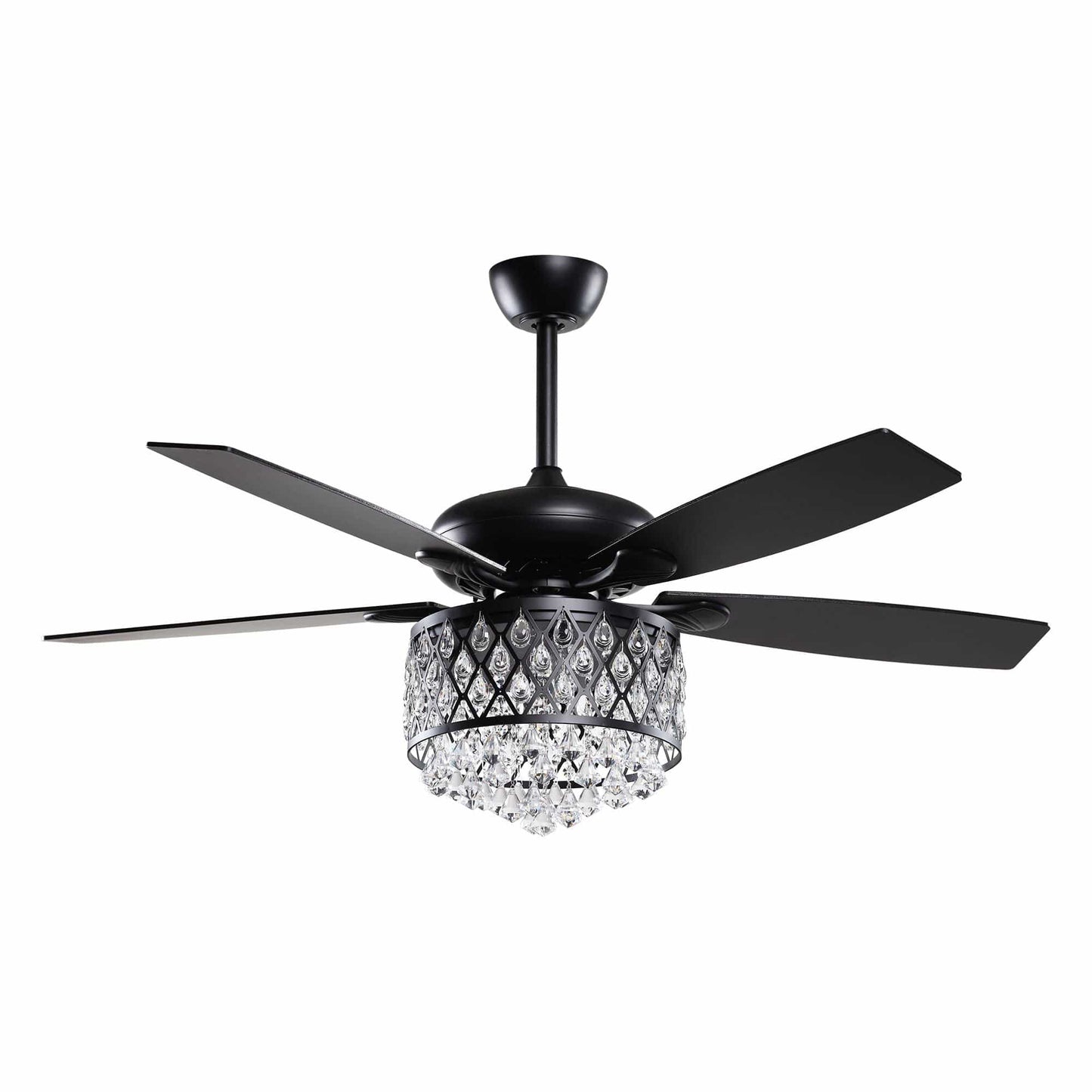 Parrot Uncle 52" Wethington Modern Downrod Mount Reversible Crystal Ceiling Fan with Lighting and Remote Control